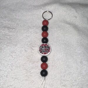 Red and Black Beaded Keychain